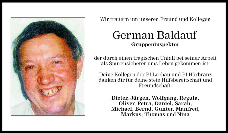  Todesanzeige für German Baldauf vom 02.01.2007 aus Vorarlberger Nachrichten