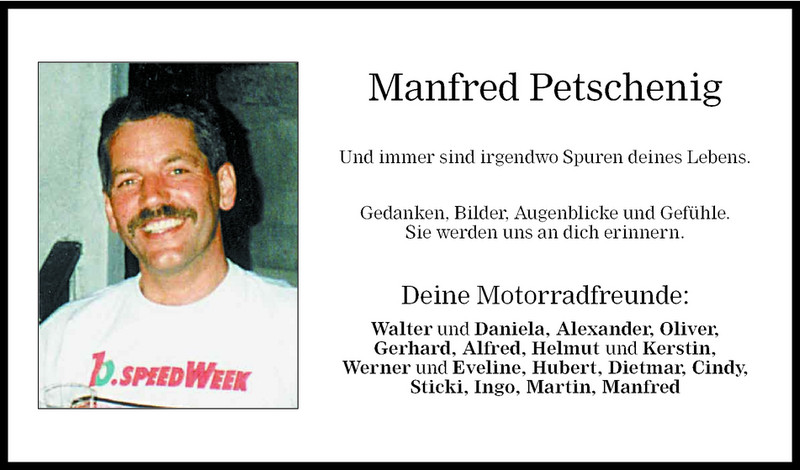  Todesanzeige für Manfred Petschenig vom 02.01.2007 aus Vorarlberger Nachrichten