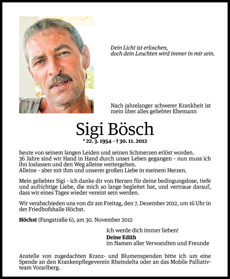 Todesanzeige für Sigi Bösch vom 05.12.2012 aus Vorarlberger Nachrichten