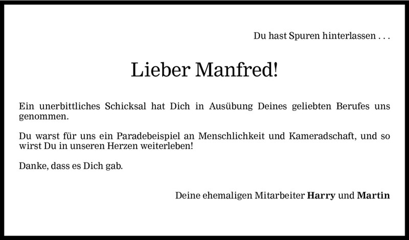  Todesanzeige für Manfred Petschenig vom 02.01.2007 aus Vorarlberger Nachrichten