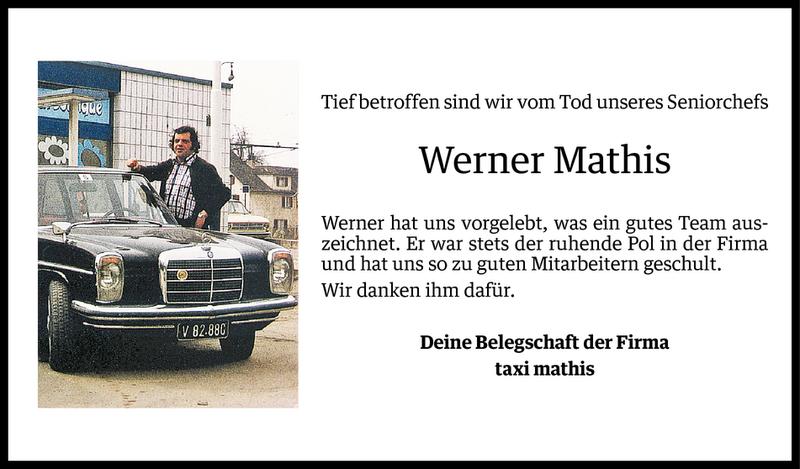  Todesanzeige für Werner Mathis vom 28.01.2013 aus Vorarlberger Nachrichten