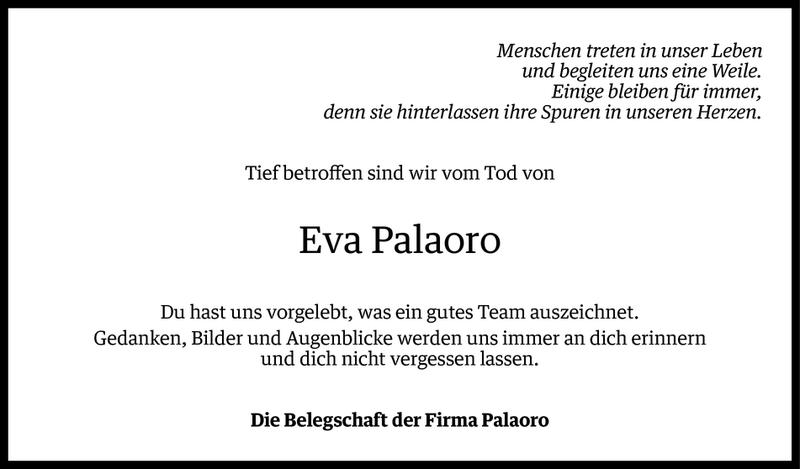  Todesanzeige für Eva Palaoro vom 30.01.2013 aus Vorarlberger Nachrichten