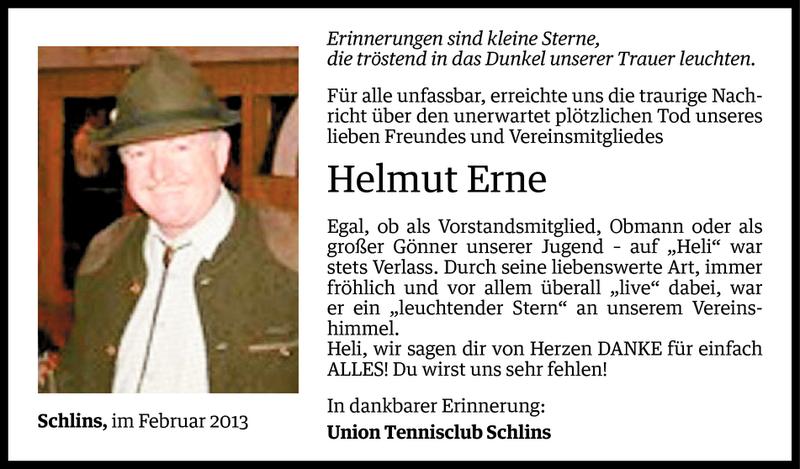  Todesanzeige für Helmut Erne vom 06.02.2013 aus Vorarlberger Nachrichten