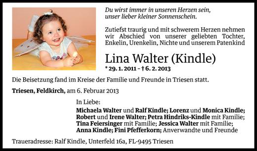 Todesanzeigen Von Lina Walter Kindle Todesanzeigen Vorarlberger