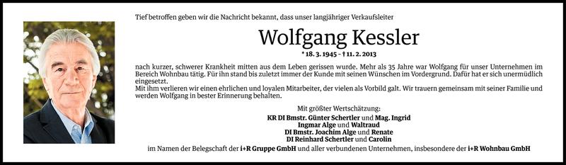  Todesanzeige für Wolfgang Kessler vom 12.02.2013 aus Vorarlberger Nachrichten