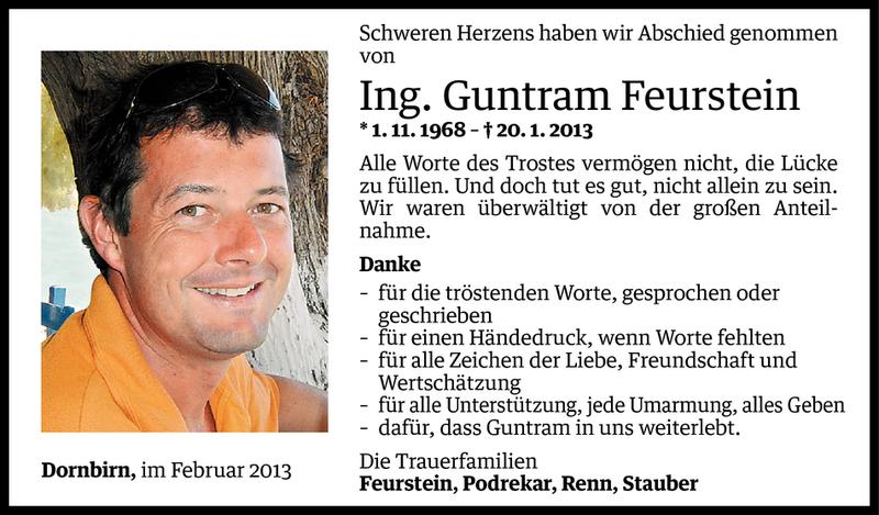  Todesanzeige für Ing. Guntram Feurstein vom 12.02.2013 aus Vorarlberger Nachrichten