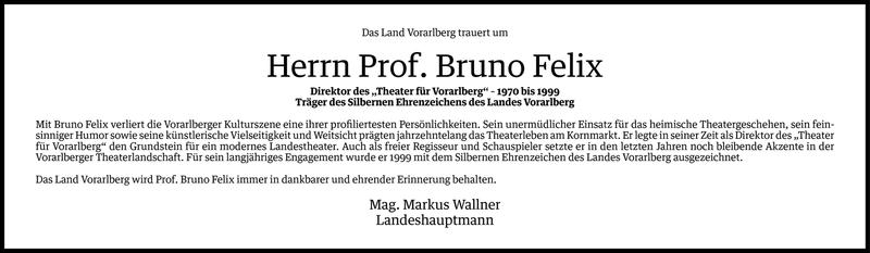  Todesanzeige für Prof. Bruno Felix vom 15.02.2013 aus Vorarlberger Nachrichten