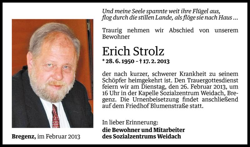  Todesanzeige für Erich Strolz vom 22.02.2013 aus Vorarlberger Nachrichten