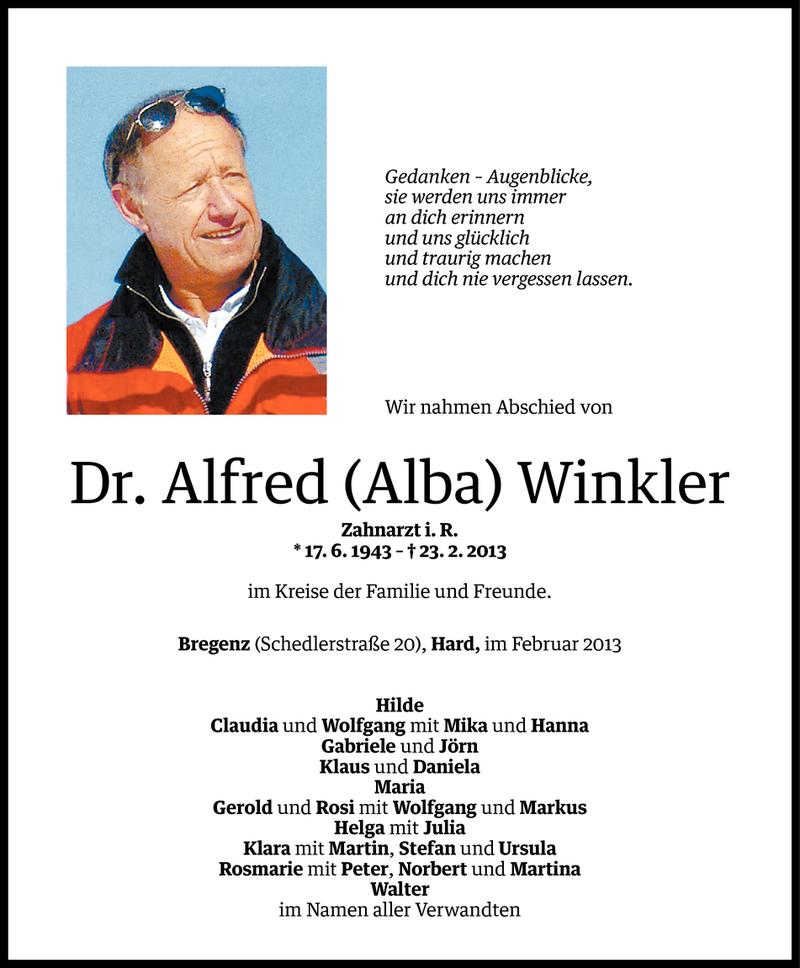  Todesanzeige für Dr. Alfred (Alba) Winkler vom 02.03.2013 aus Vorarlberger Nachrichten