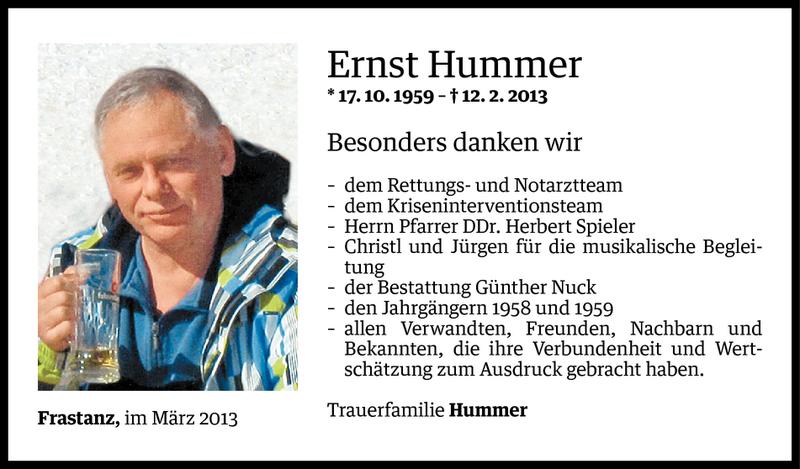  Todesanzeige für Ernst Hummer vom 01.03.2013 aus Vorarlberger Nachrichten