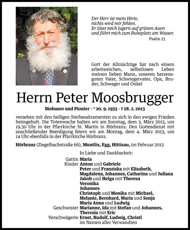  Todesanzeige für Peter Moosbrugger vom 01.03.2013 aus Vorarlberger Nachrichten