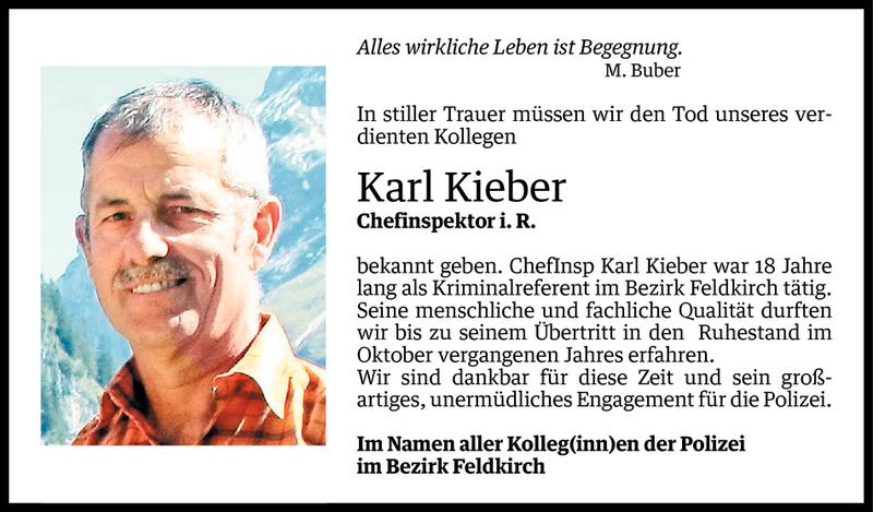  Todesanzeige für Karl Kieber vom 05.03.2013 aus Vorarlberger Nachrichten