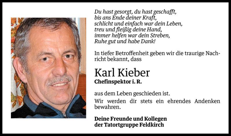  Todesanzeige für Karl Kieber vom 05.03.2013 aus Vorarlberger Nachrichten