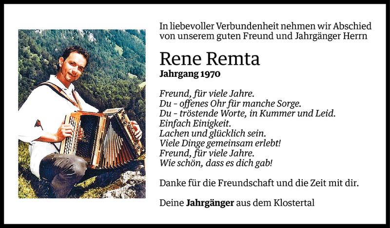  Todesanzeige für Rene Remta vom 08.03.2013 aus Vorarlberger Nachrichten