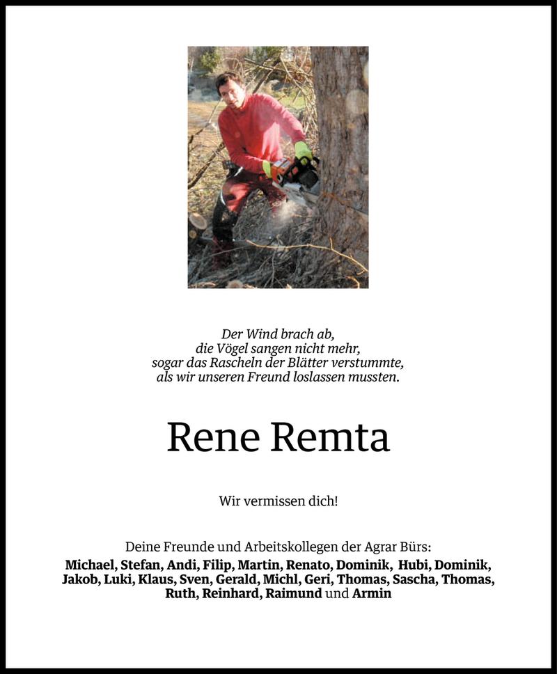  Todesanzeige für Rene Remta vom 08.03.2013 aus Vorarlberger Nachrichten