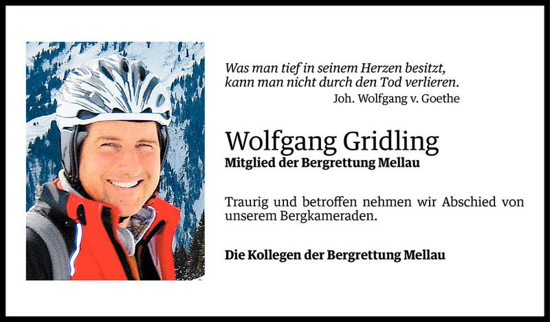 Todesanzeige für Wolfgang Gridling vom 11.03.2013 aus Vorarlberger Nachrichten