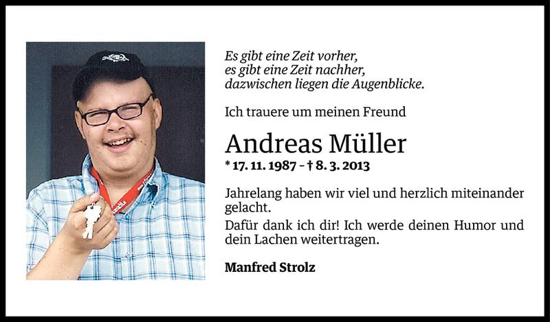  Todesanzeige für Andreas Müller vom 13.03.2013 aus Vorarlberger Nachrichten