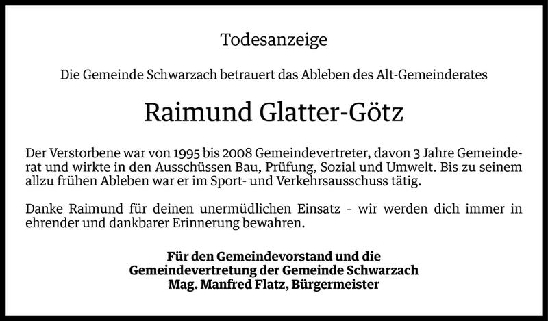  Todesanzeige für Raimund Mathias Glatter-Götz vom 19.03.2013 aus Vorarlberger Nachrichten