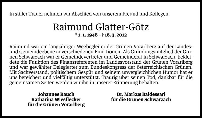  Todesanzeige für Raimund Mathias Glatter-Götz vom 19.03.2013 aus Vorarlberger Nachrichten