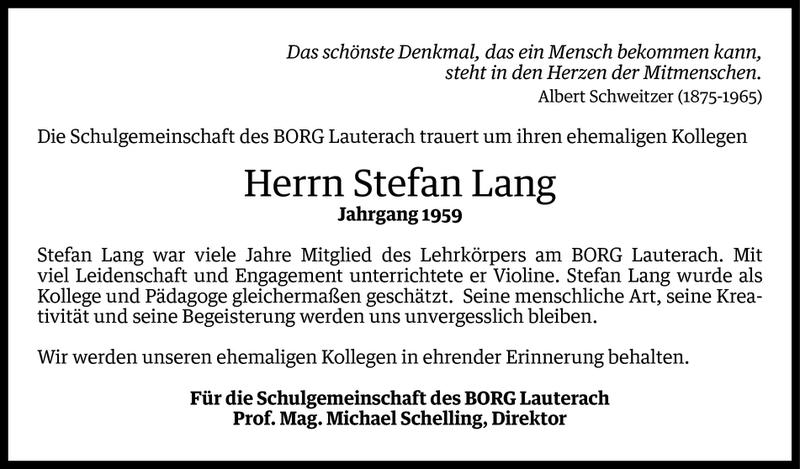  Todesanzeige für Stefan Lang vom 20.03.2013 aus Vorarlberger Nachrichten