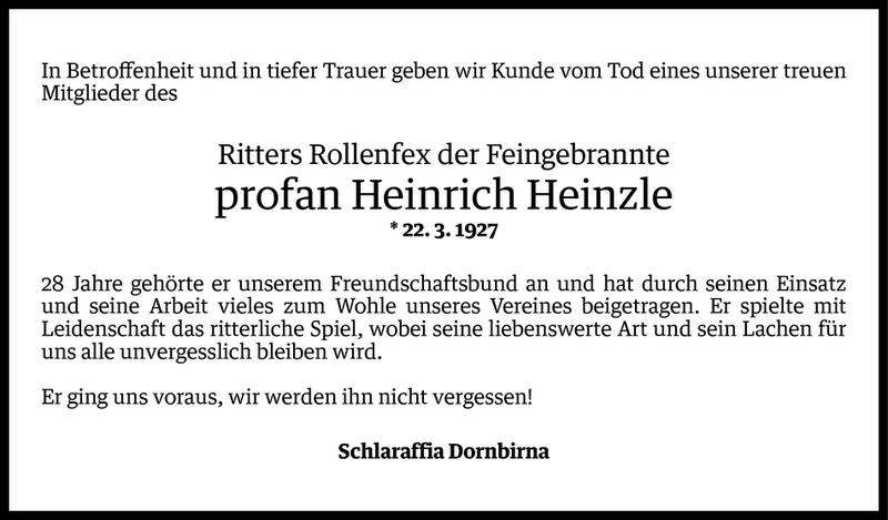  Todesanzeige für Heinrich Heinzle vom 22.03.2013 aus Vorarlberger Nachrichten