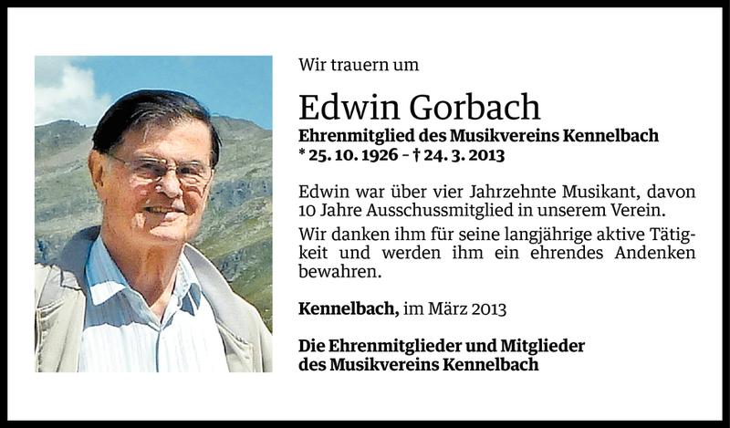  Todesanzeige für Edwin Gorbach vom 28.03.2013 aus Vorarlberger Nachrichten