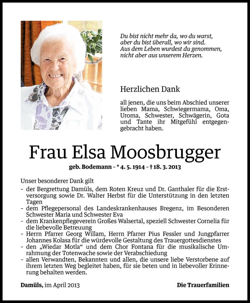  Todesanzeige für Elsa Moosbrugger vom 02.04.2013 aus Vorarlberger Nachrichten