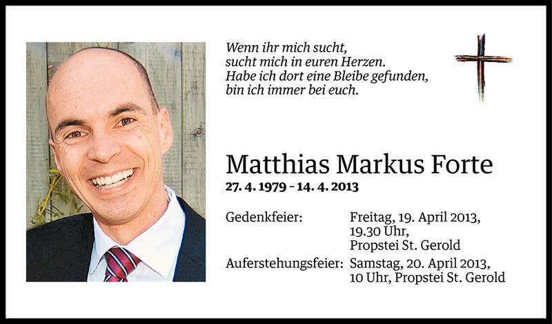  Todesanzeige für Matthias Markus Forte vom 17.04.2013 aus Vorarlberger Nachrichten