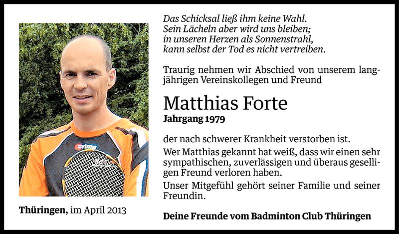  Todesanzeige für Matthias Markus Forte vom 17.04.2013 aus Vorarlberger Nachrichten