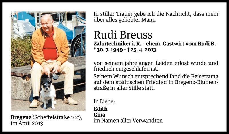  Todesanzeige für Rudi Breuss vom 03.05.2013 aus Vorarlberger Nachrichten