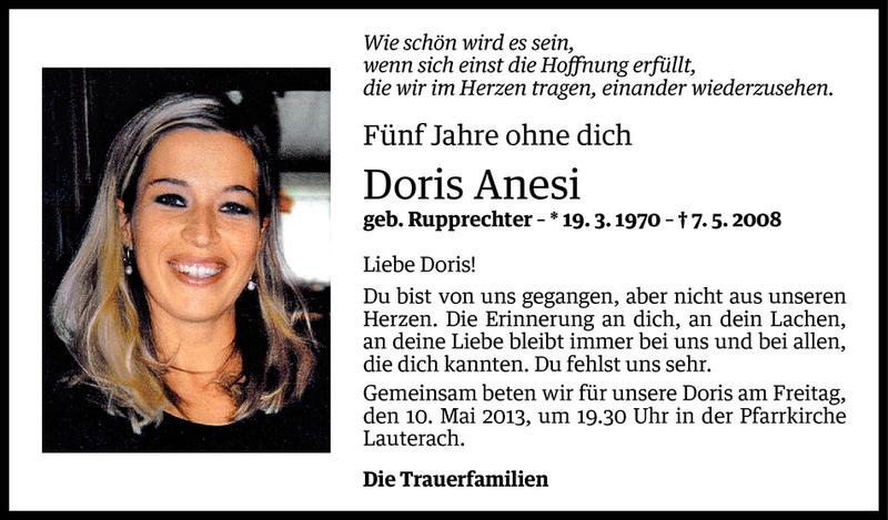  Todesanzeige für Doris Anesi vom 06.05.2013 aus Vorarlberger Nachrichten