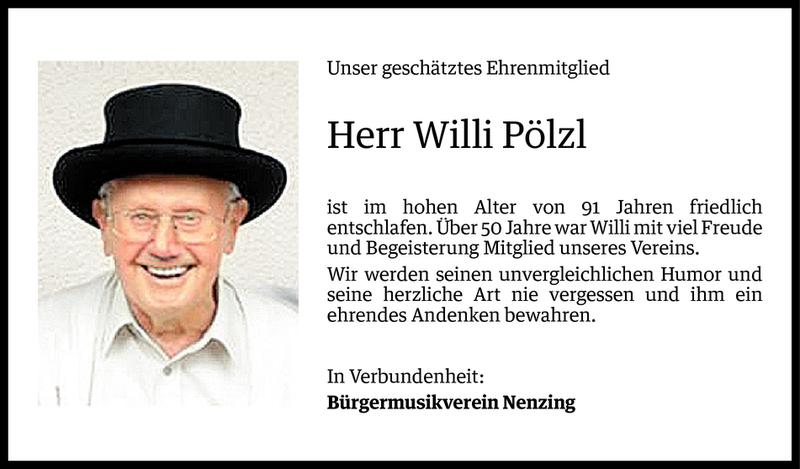  Todesanzeige für Willi Pölzl vom 11.05.2013 aus Vorarlberger Nachrichten