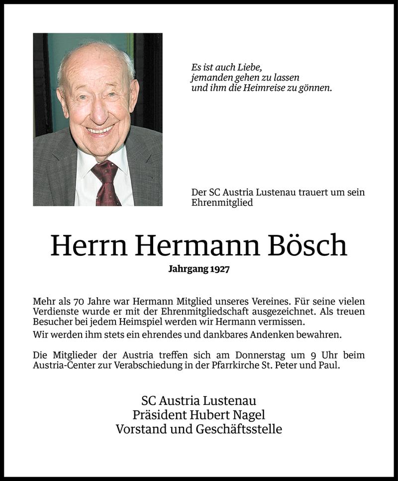  Todesanzeige für Hermann Bösch vom 13.05.2013 aus Vorarlberger Nachrichten