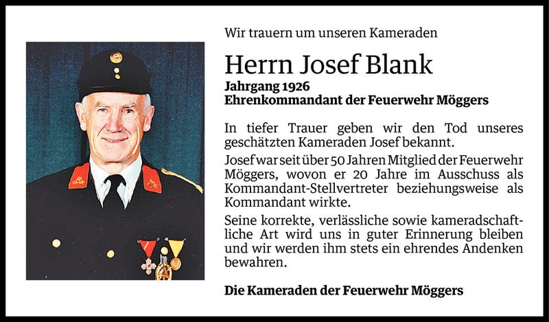  Todesanzeige für Josef Blank vom 31.05.2013 aus Vorarlberger Nachrichten