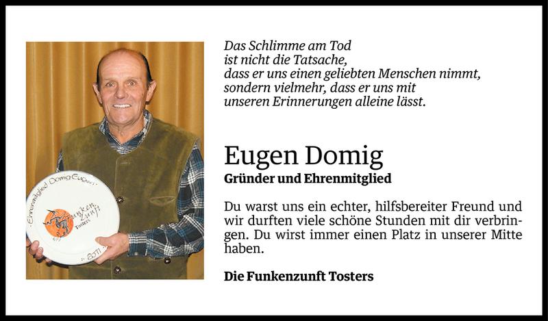  Todesanzeige für Eugen Domig vom 11.06.2013 aus Vorarlberger Nachrichten