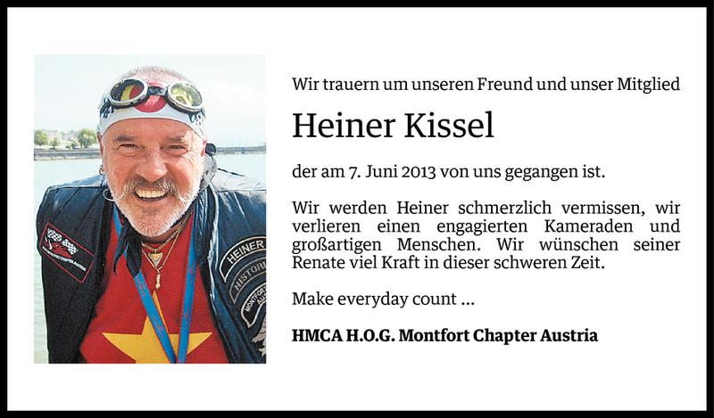  Todesanzeige für Heiner Kissel vom 17.06.2013 aus Vorarlberger Nachrichten
