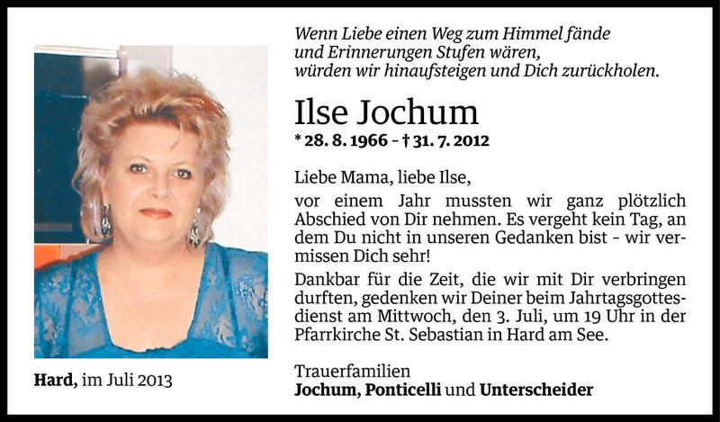  Todesanzeige für Ilse Jochum vom 01.07.2013 aus Vorarlberger Nachrichten