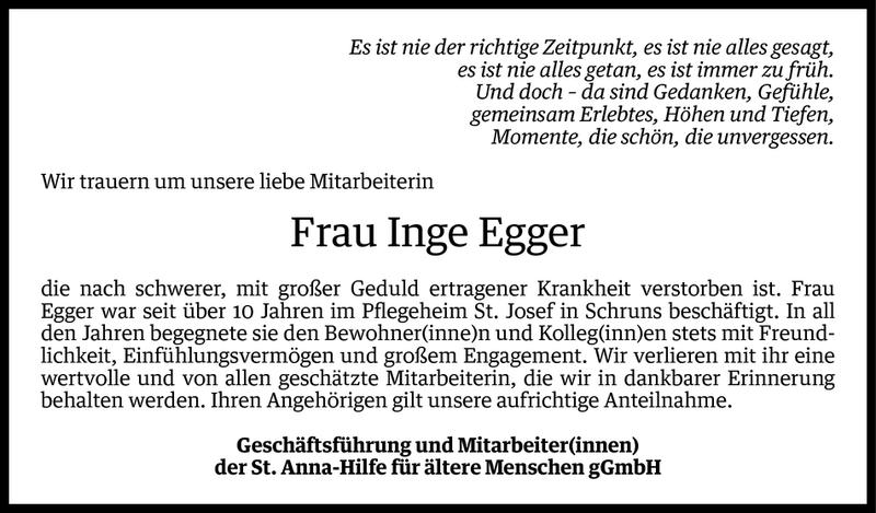  Todesanzeige für Inge Egger vom 03.07.2013 aus Vorarlberger Nachrichten