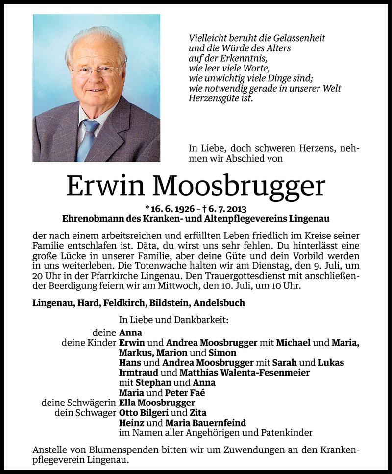  Todesanzeige für Erwin Moosbrugger vom 08.07.2013 aus Vorarlberger Nachrichten