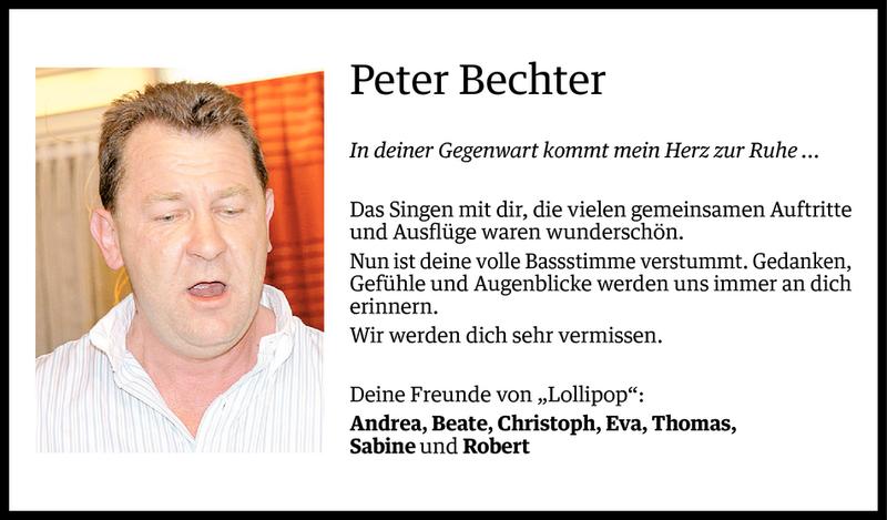  Todesanzeige für Peter Bechter vom 09.07.2013 aus Vorarlberger Nachrichten