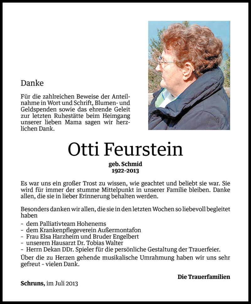  Todesanzeige für Otti Feurstein vom 19.07.2013 aus Vorarlberger Nachrichten