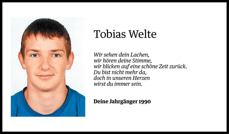  Todesanzeige für Tobias Welte vom 22.07.2013 aus Vorarlberger Nachrichten