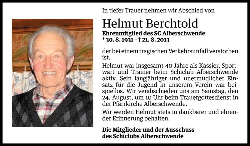  Todesanzeige für Helmut Berchtold vom 23.08.2013 aus Vorarlberger Nachrichten