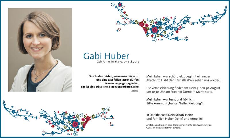  Todesanzeige für Gabi Huber vom 27.08.2013 aus Vorarlberger Nachrichten