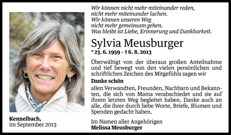  Todesanzeige für Sylvia Meusburger vom 06.09.2013 aus Vorarlberger Nachrichten