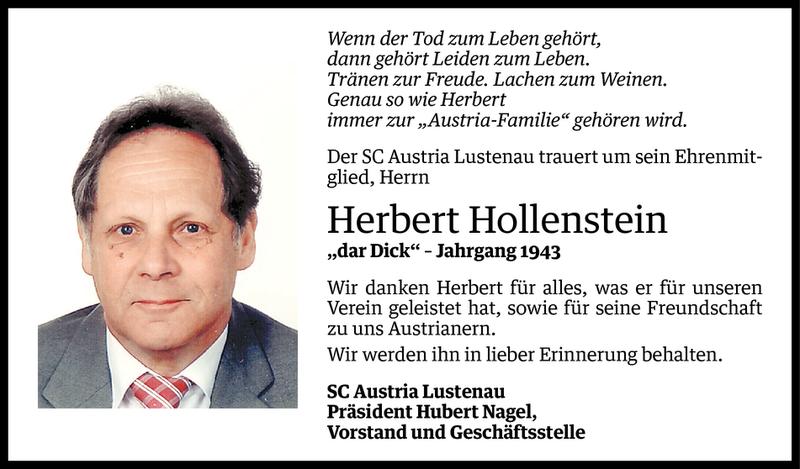  Todesanzeige für Herbert Hollenstein vom 12.09.2013 aus Vorarlberger Nachrichten