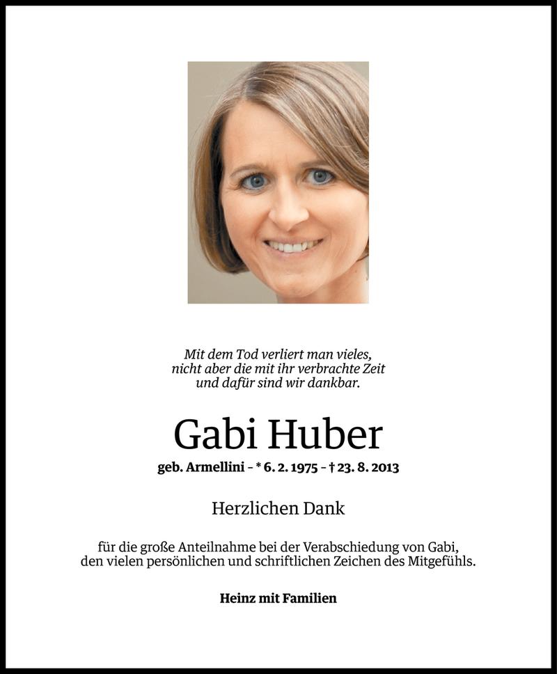  Todesanzeige für Gabi Huber vom 20.09.2013 aus Vorarlberger Nachrichten