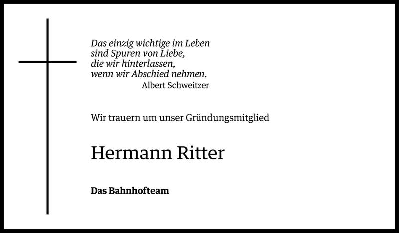  Todesanzeige für Hermann Ritter vom 01.10.2013 aus Vorarlberger Nachrichten