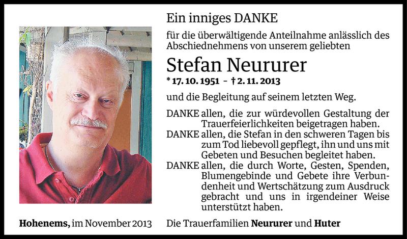  Todesanzeige für Stefan Neururer vom 20.11.2013 aus Vorarlberger Nachrichten