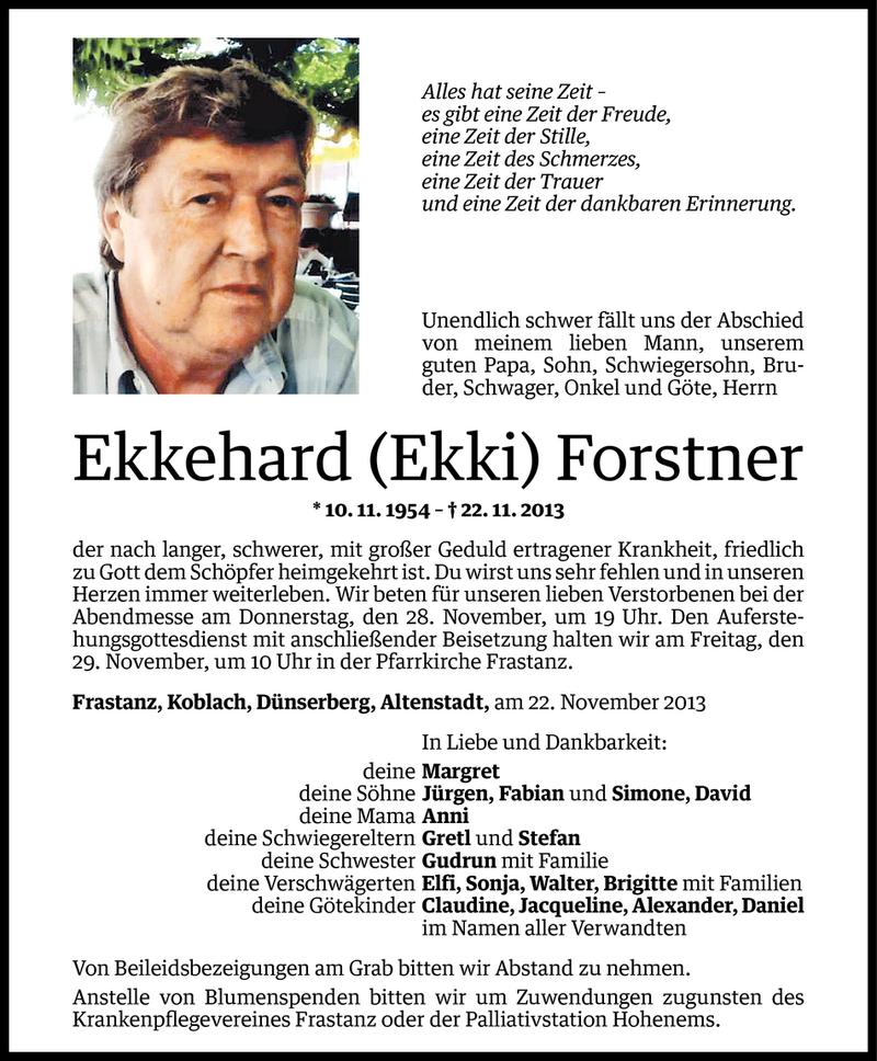  Todesanzeige für Ekkehard Forstner vom 26.11.2013 aus Vorarlberger Nachrichten